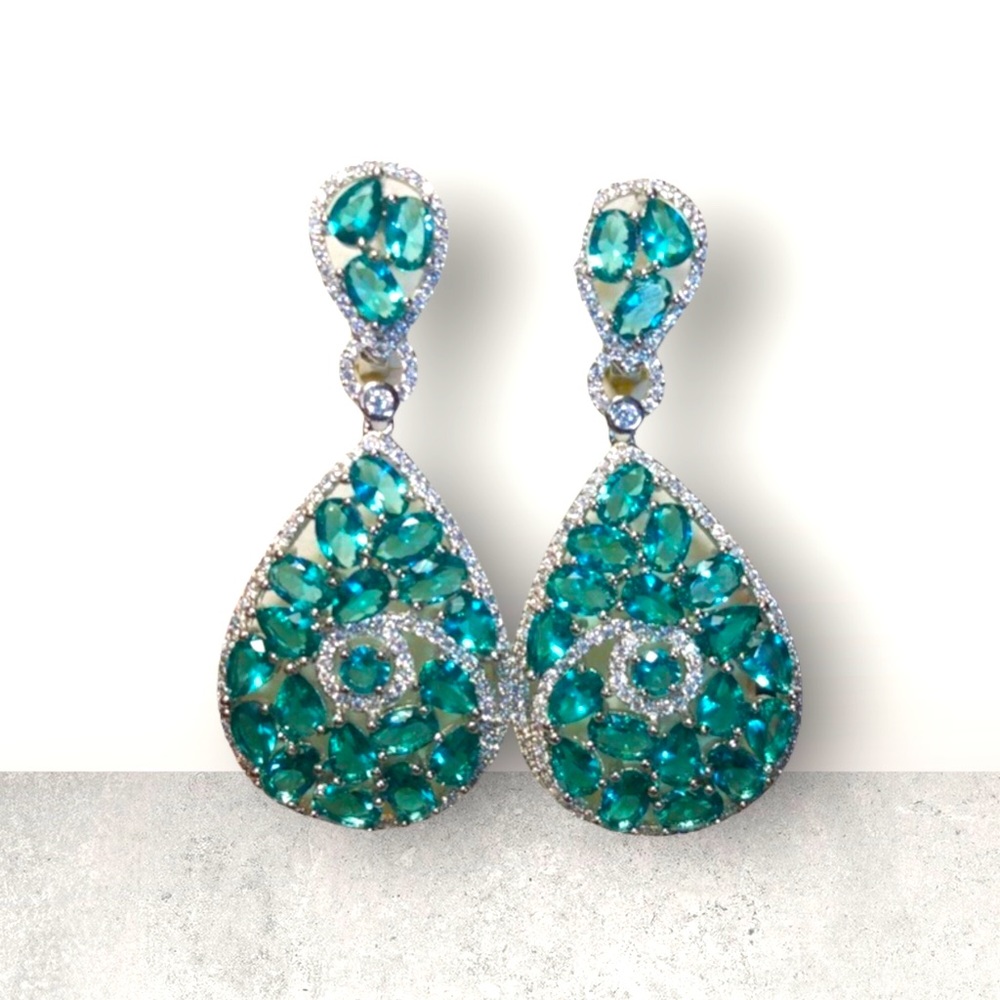 Simulated Aquamarine Sterling Silver Earrings